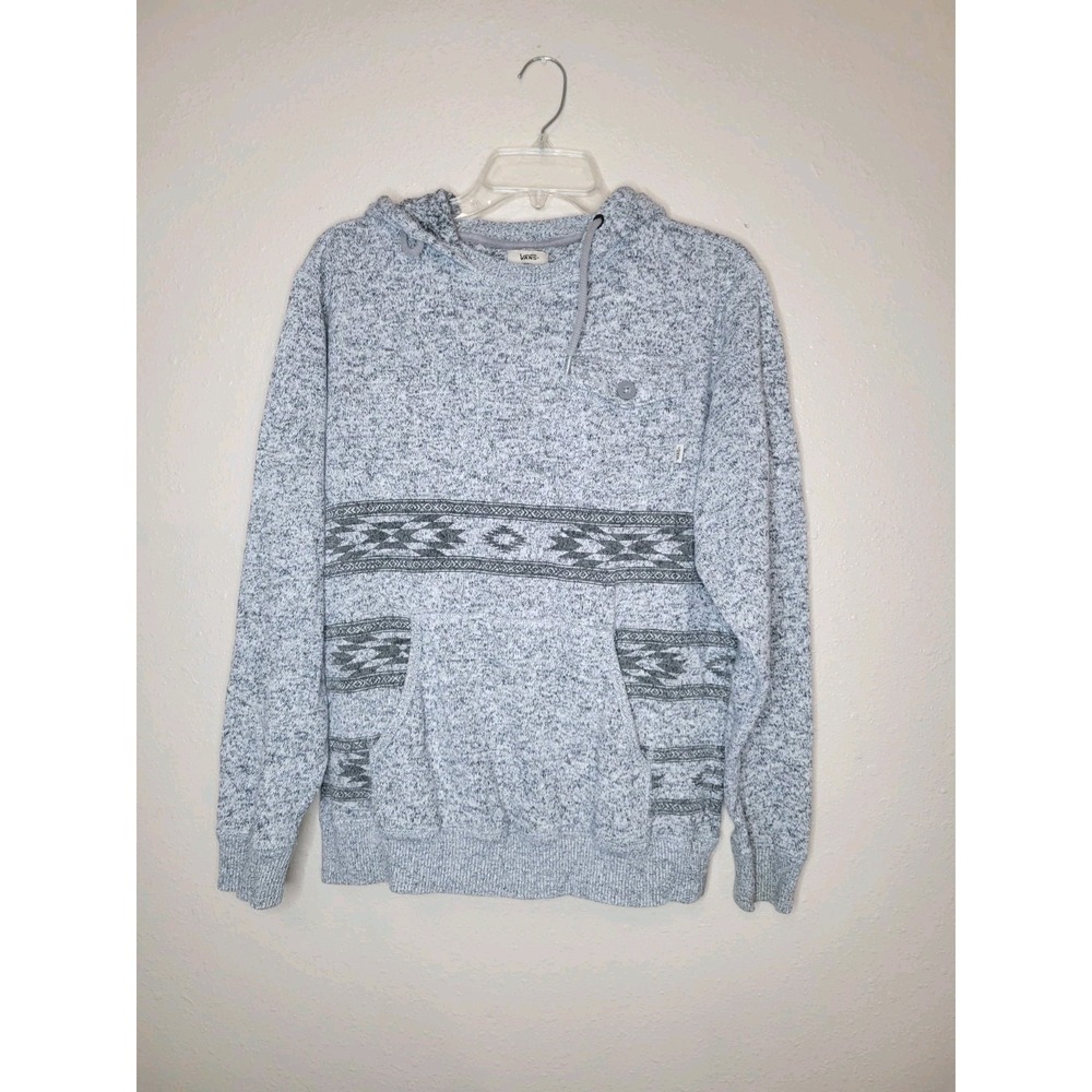 Vans Hoodie Sweater Mens Gray Sweatshirt Pullover Aztec Tribal Skater Sz S
